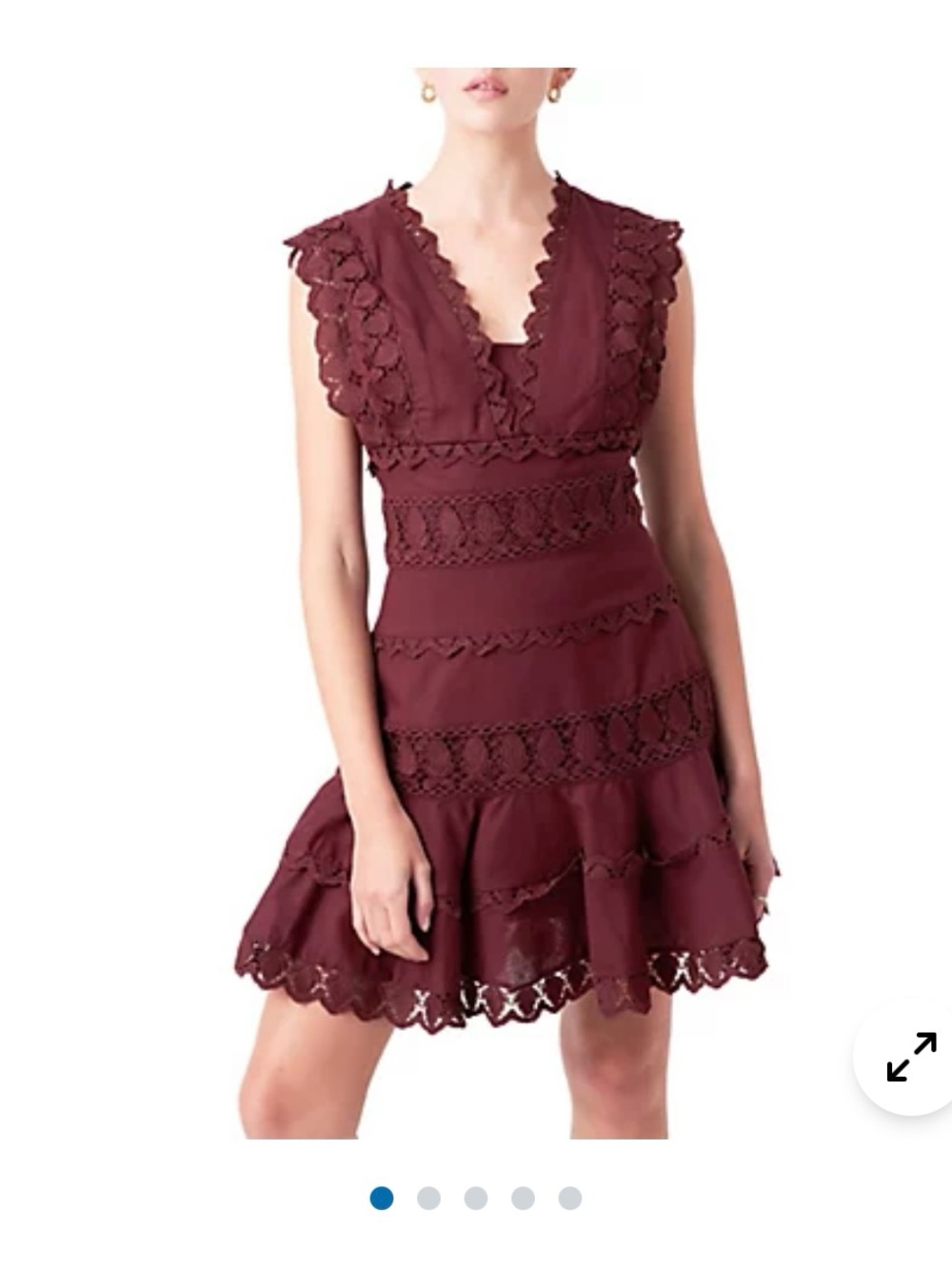 Endless Rose Burgundy Lace-Trim V-Neck Mini Dress